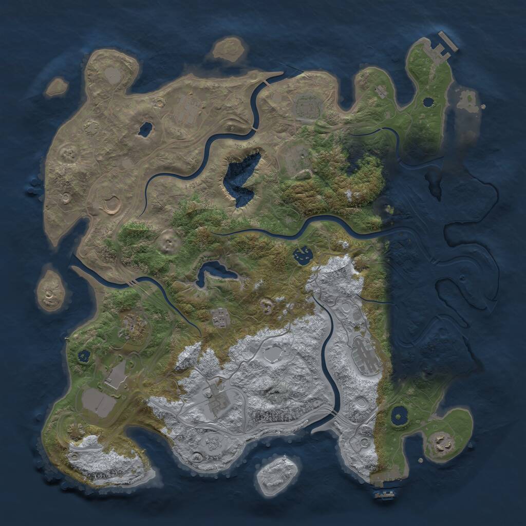 Rust Map: Procedural Map, Size: 4250, Seed: 906914039, 17 Monuments