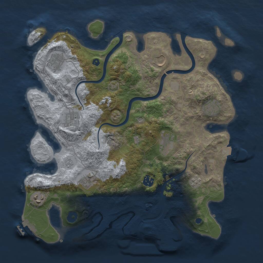 Rust Map: Procedural Map, Size: 3600, Seed: 599812812, 15 Monuments