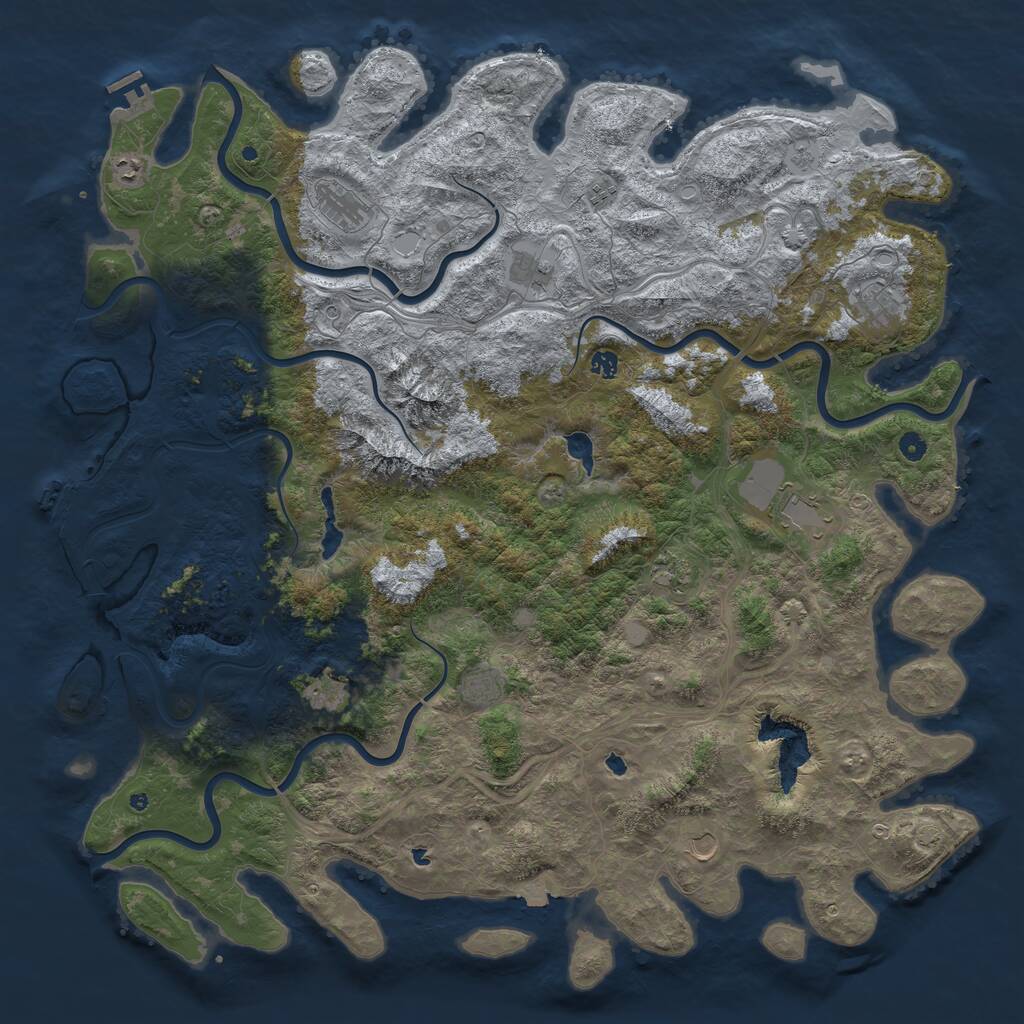 Rust Map: Procedural Map, Size: 5500, Seed: 565555196, 17 Monuments