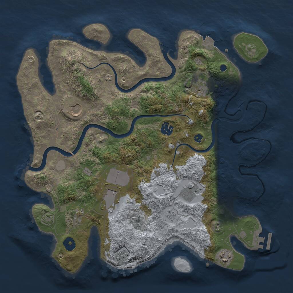 Rust Map: Procedural Map, Size: 3500, Seed: 1413559465, 13 Monuments