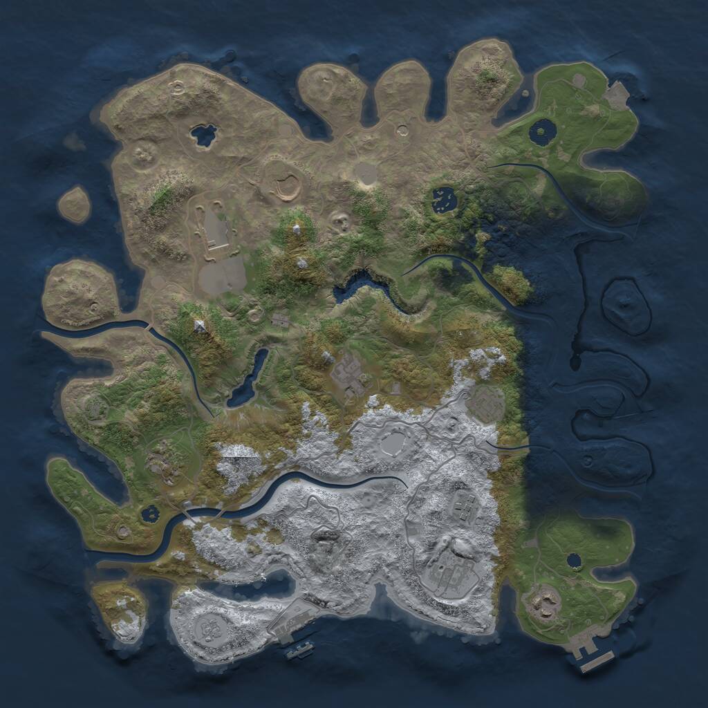 Rust Map: Procedural Map, Size: 4000, Seed: 1150321483, 15 Monuments