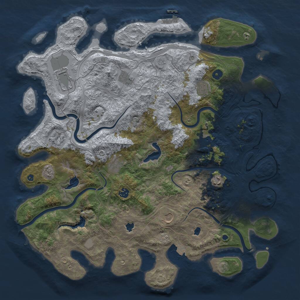 Rust Map: Procedural Map, Size: 4500, Seed: 2090986349, 15 Monuments
