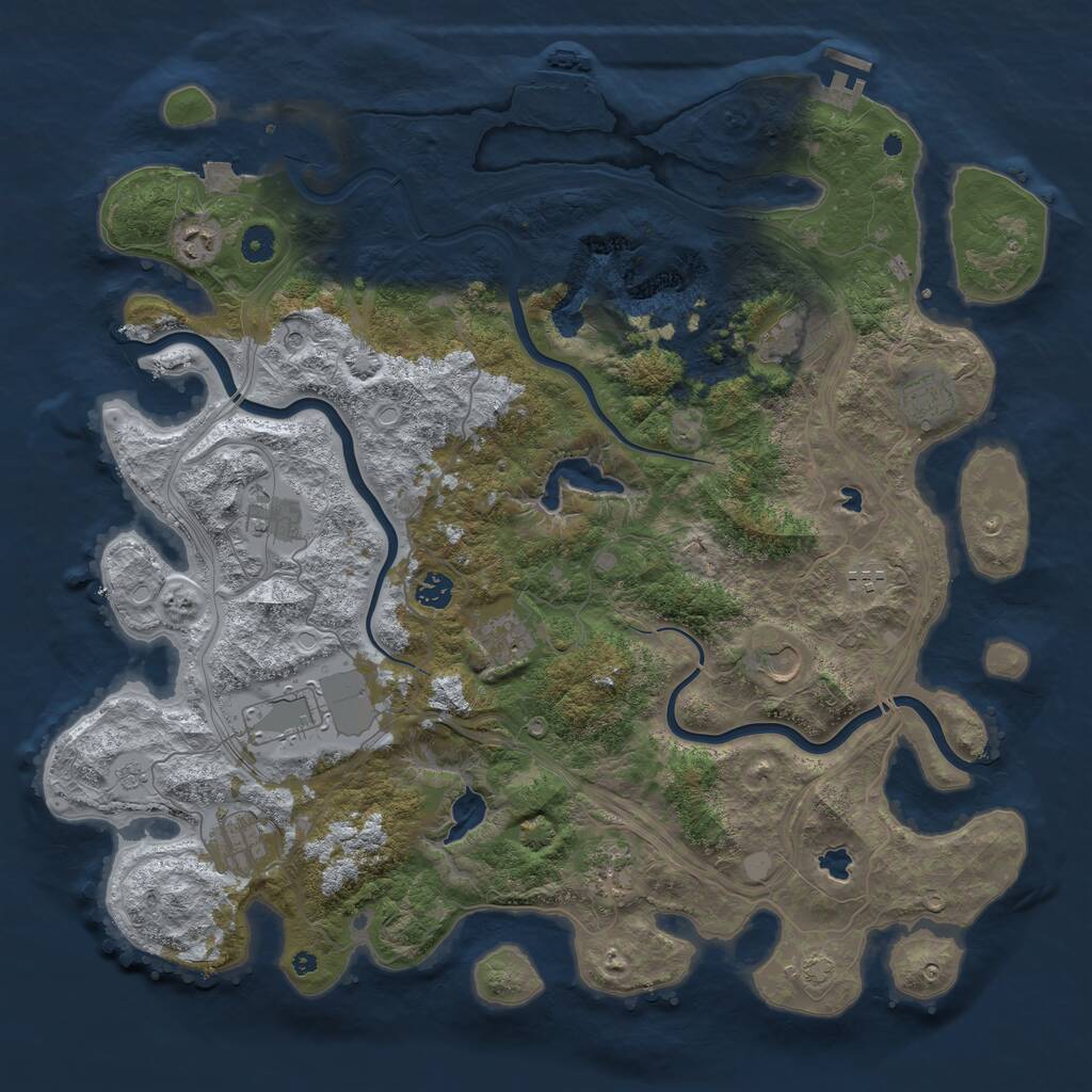Rust Map: Procedural Map, Size: 4500, Seed: 765396685, 17 Monuments