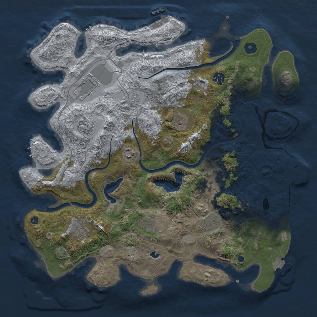 Rust Map: Procedural Map, Size: 4000, Seed: 1992172296, 16 Monuments
