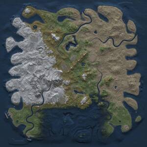 Thumbnail Rust Map: Procedural Map, Size: 5500, Seed: 705400449, 17 Monuments