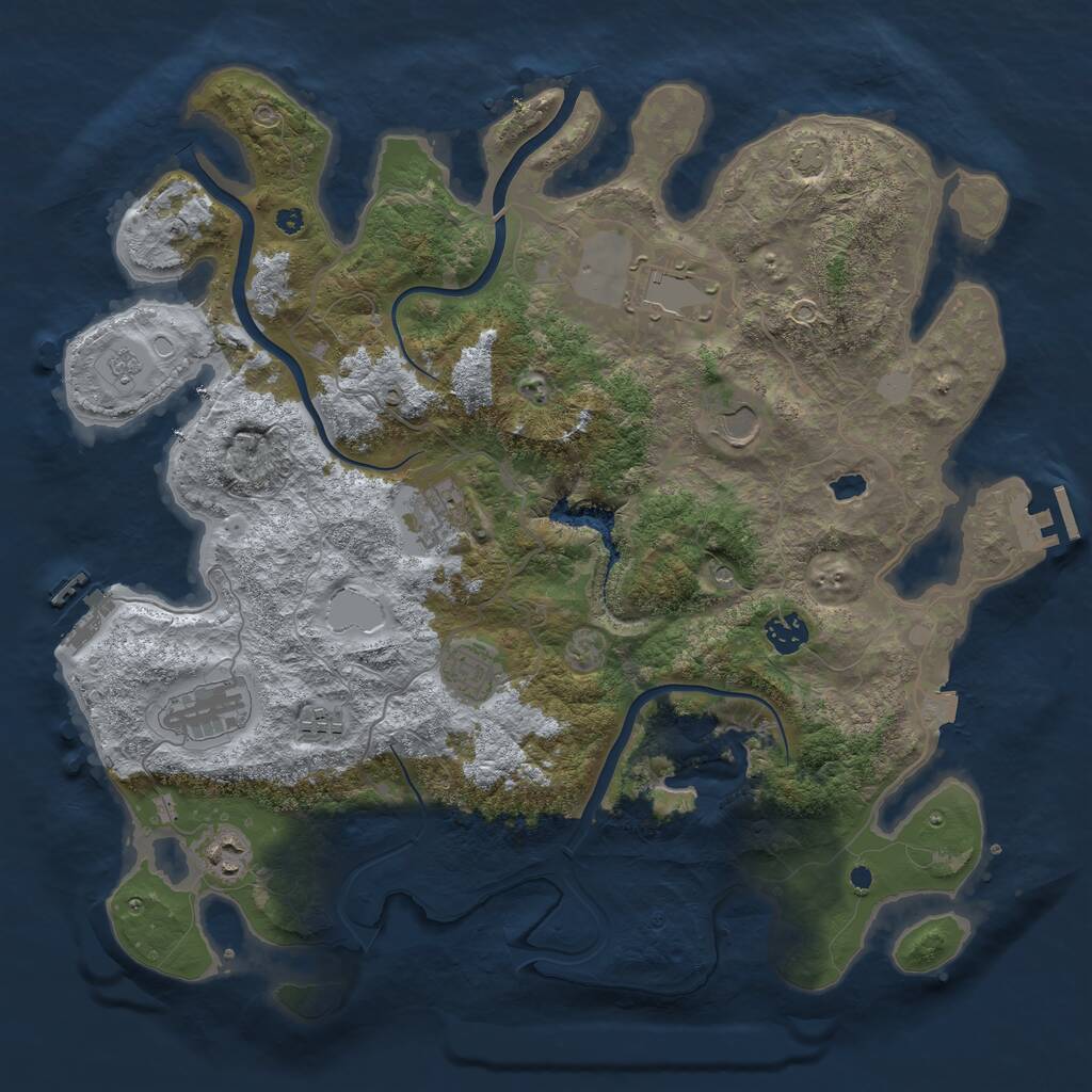 Rust Map: Procedural Map, Size: 4000, Seed: 2056997761, 14 Monuments
