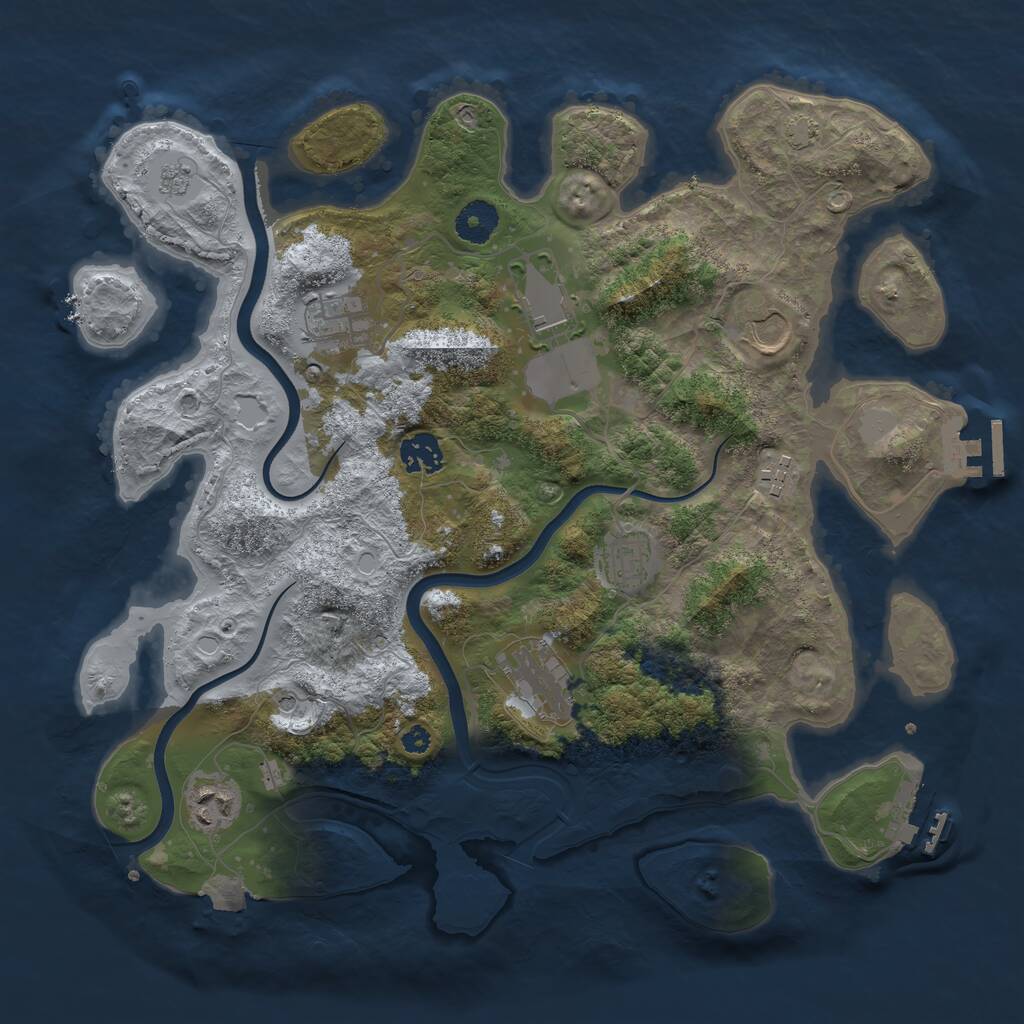 Rust Map: Procedural Map, Size: 3650, Seed: 328245, 14 Monuments