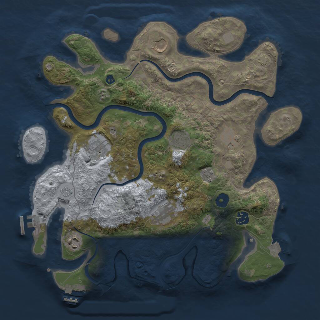 Rust Map: Procedural Map, Size: 3500, Seed: 1876928719, 14 Monuments
