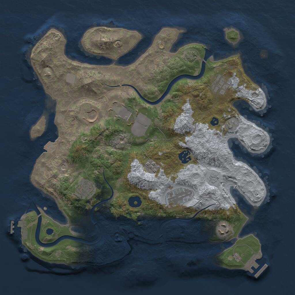 Rust Map: Procedural Map, Size: 3500, Seed: 1151836916, 14 Monuments