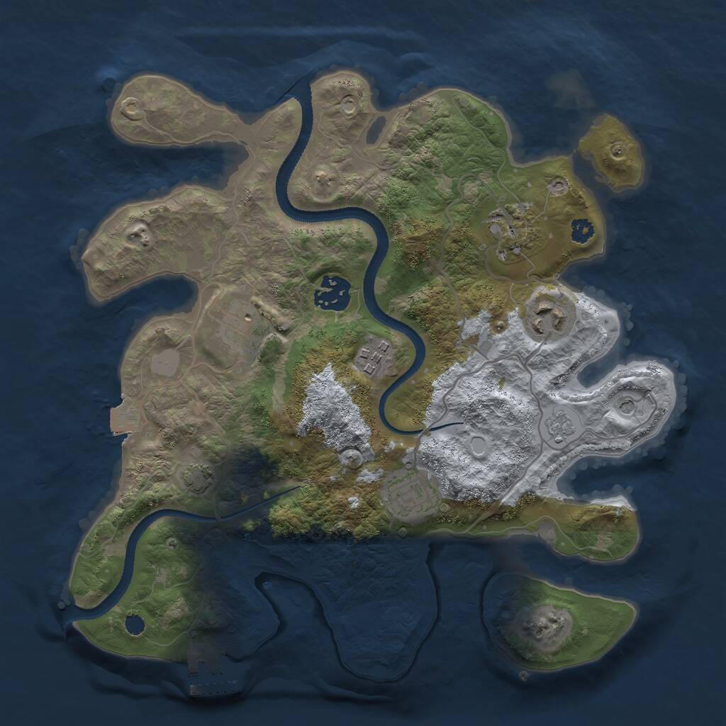 Rust Map: Procedural Map, Size: 3000, Seed: 437678256, 11 Monuments