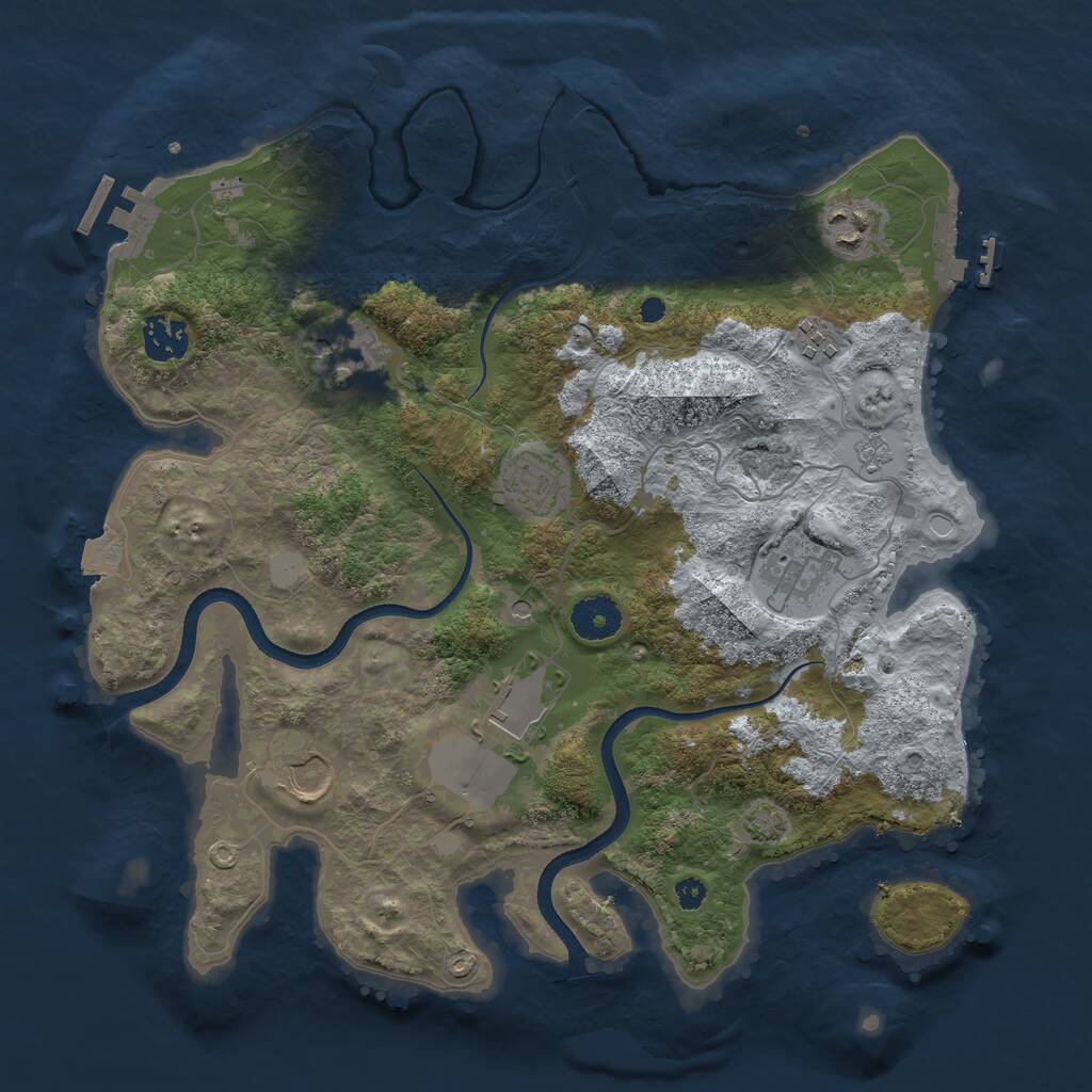 Rust Map: Procedural Map, Size: 3500, Seed: 53285649, 14 Monuments