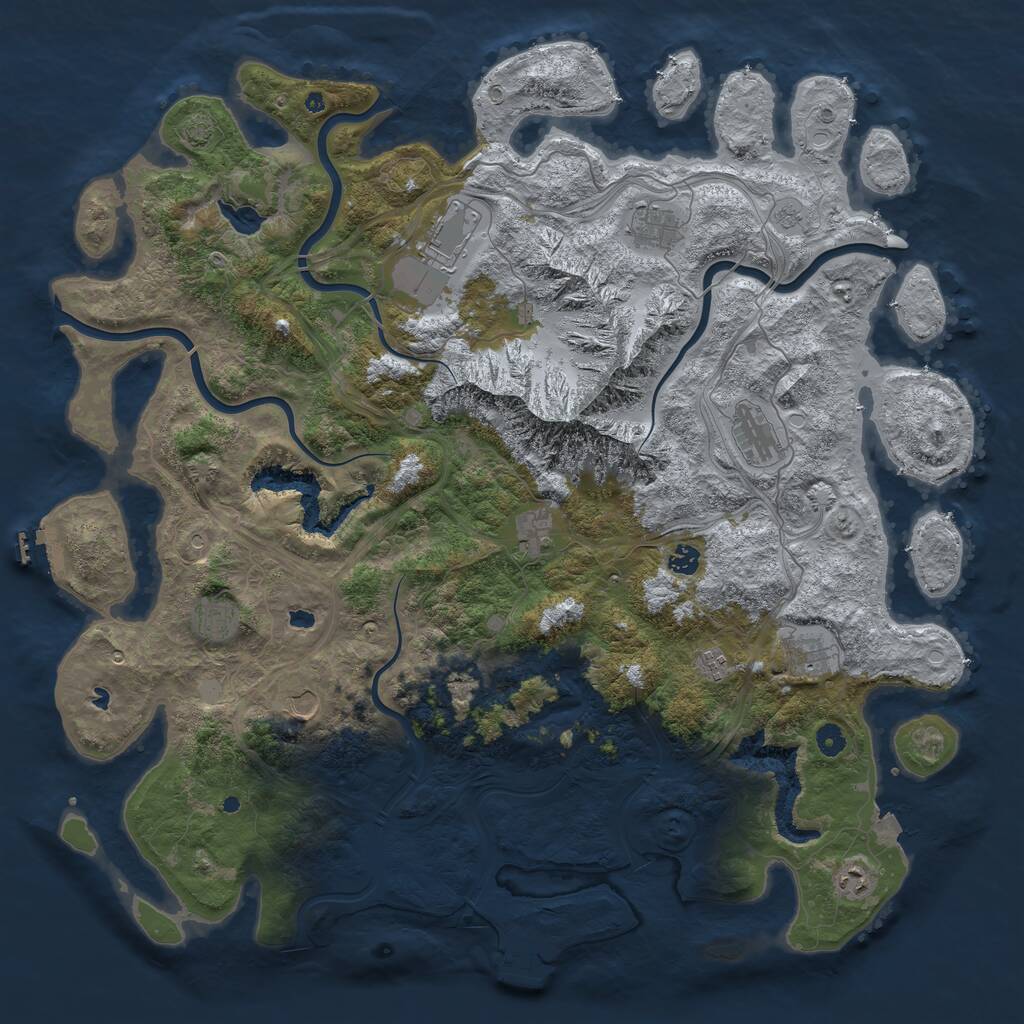 Rust Map: Procedural Map, Size: 5000, Seed: 86775980, 16 Monuments