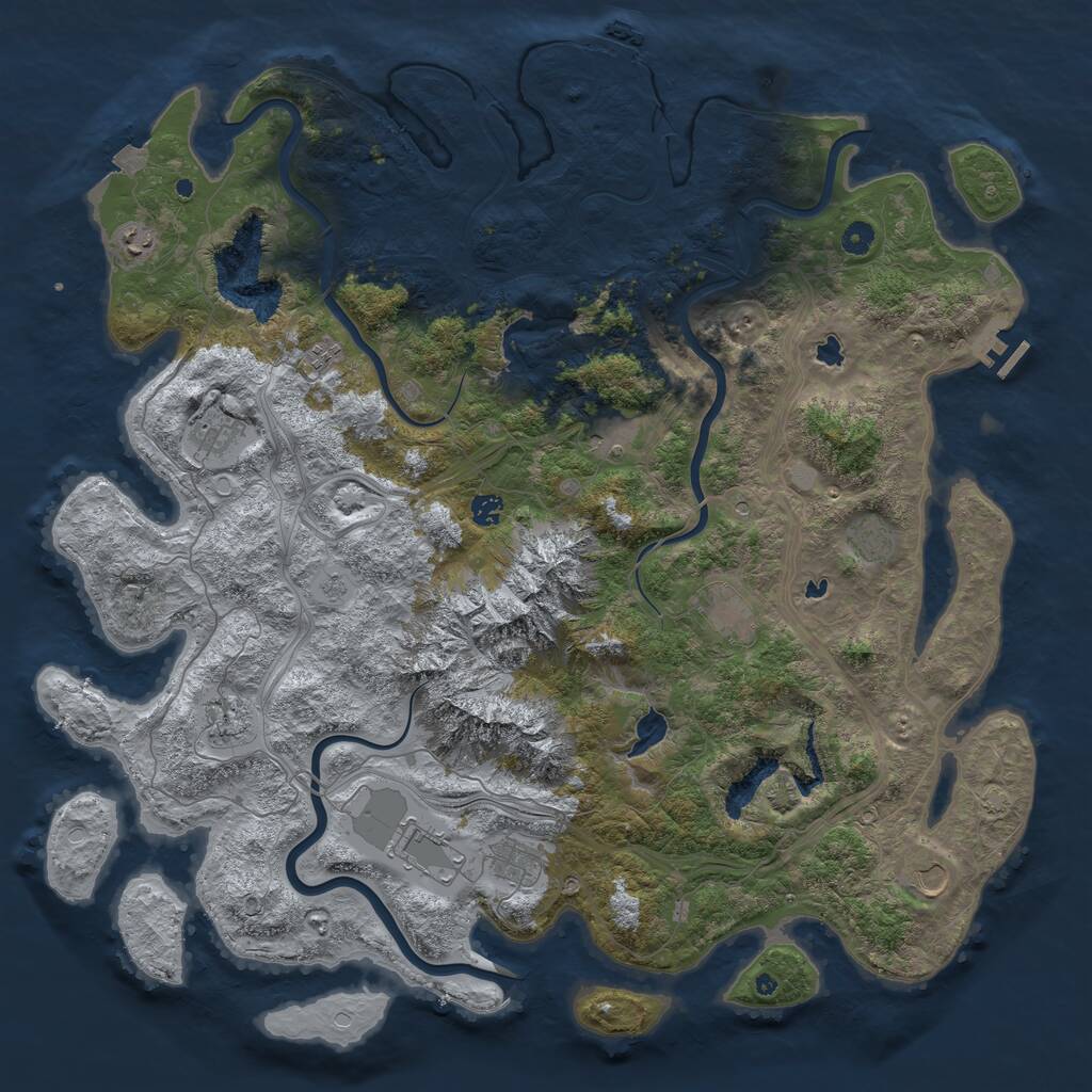 Rust Map: Procedural Map, Size: 5000, Seed: 597776288, 17 Monuments