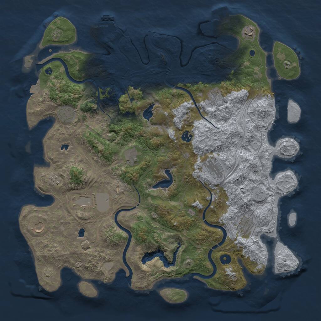 Rust Map: Procedural Map, Size: 4500, Seed: 114114, 16 Monuments
