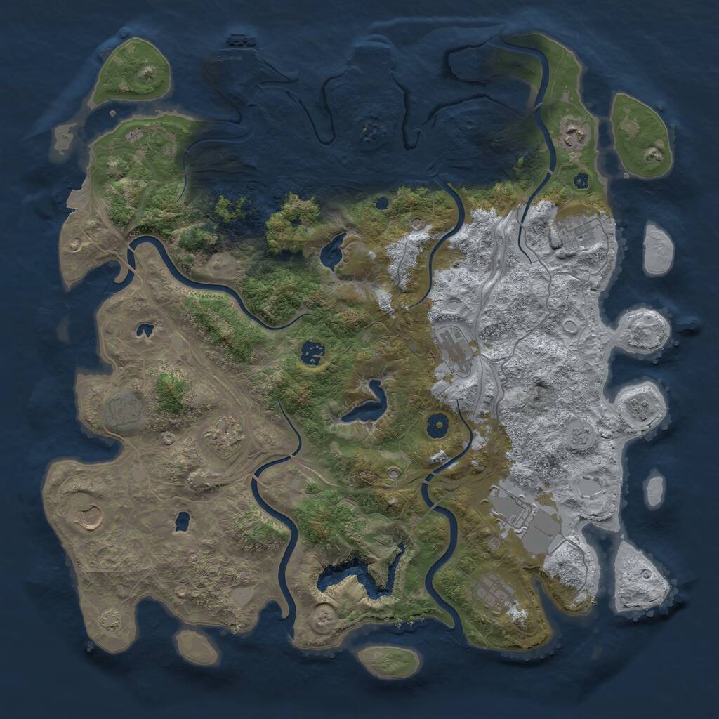 Rust Map: Procedural Map, Size: 4500, Seed: 114114, 16 Monuments
