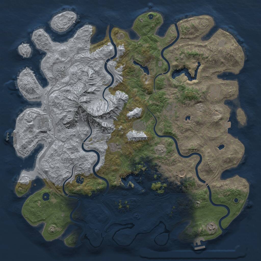 Rust Map: Procedural Map, Size: 5000, Seed: 607135530, 16 Monuments