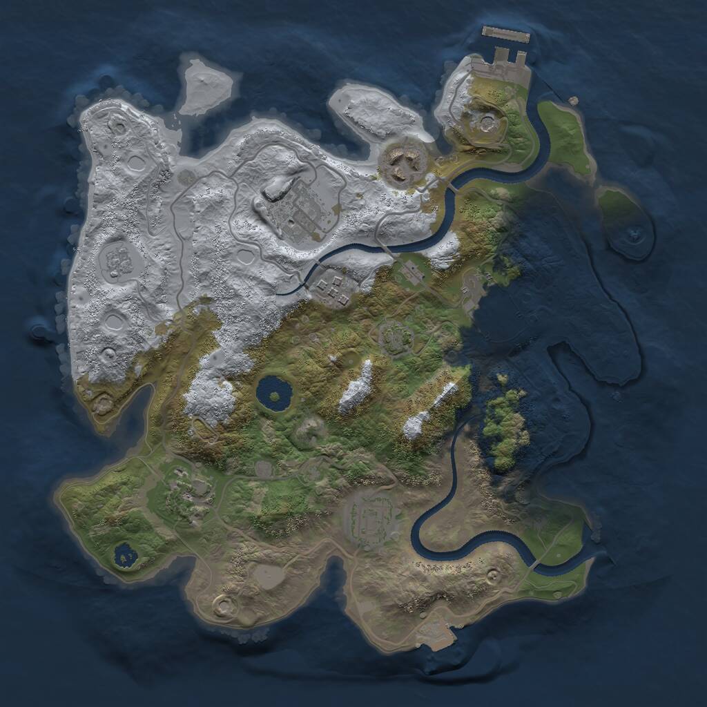 Rust Map: Procedural Map, Size: 3000, Seed: 349391554, 11 Monuments