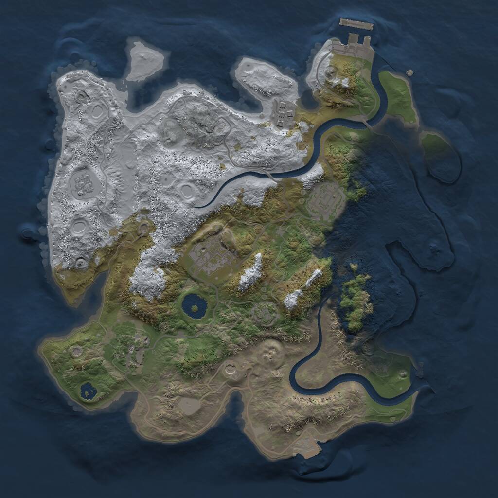 Rust Map: Procedural Map, Size: 3000, Seed: 349391554, 9 Monuments