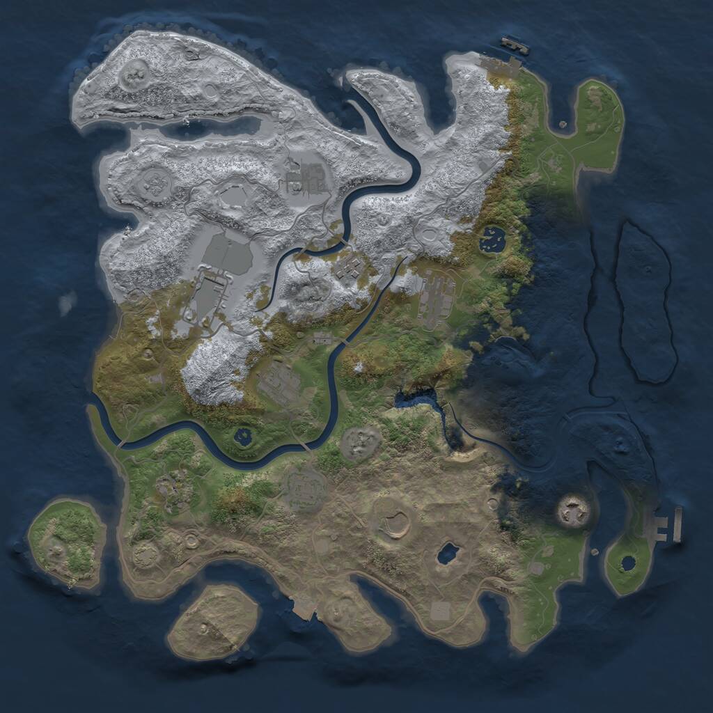 Rust Map: Procedural Map, Size: 4000, Seed: 123666, 16 Monuments