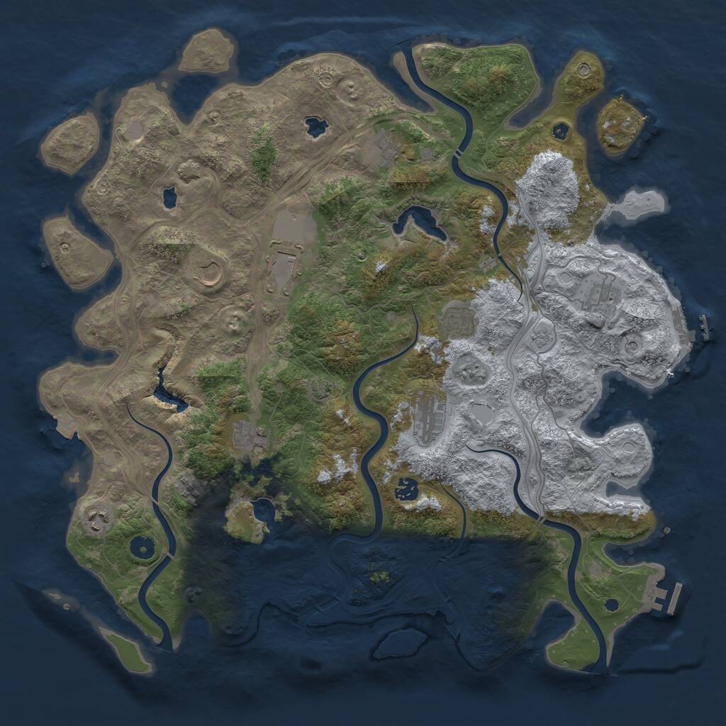 Rust Map: Procedural Map, Size: 4500, Seed: 901309674, 16 Monuments