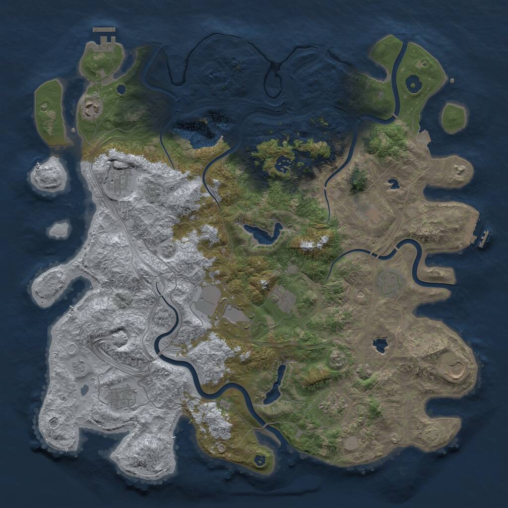 Rust Map: Procedural Map, Size: 4500, Seed: 870129105, 17 Monuments