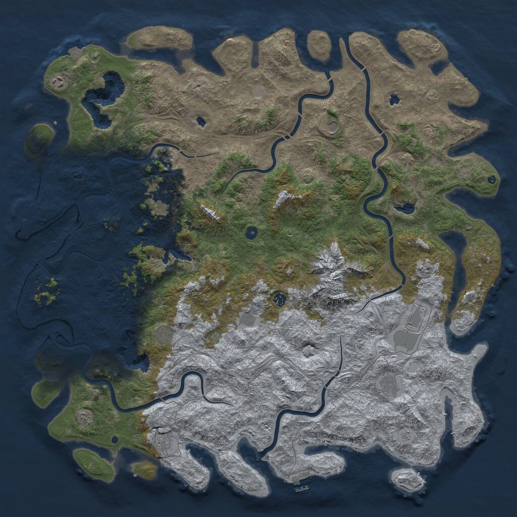 Rust Map: Procedural Map, Size: 6000, Seed: 38456712, 17 Monuments