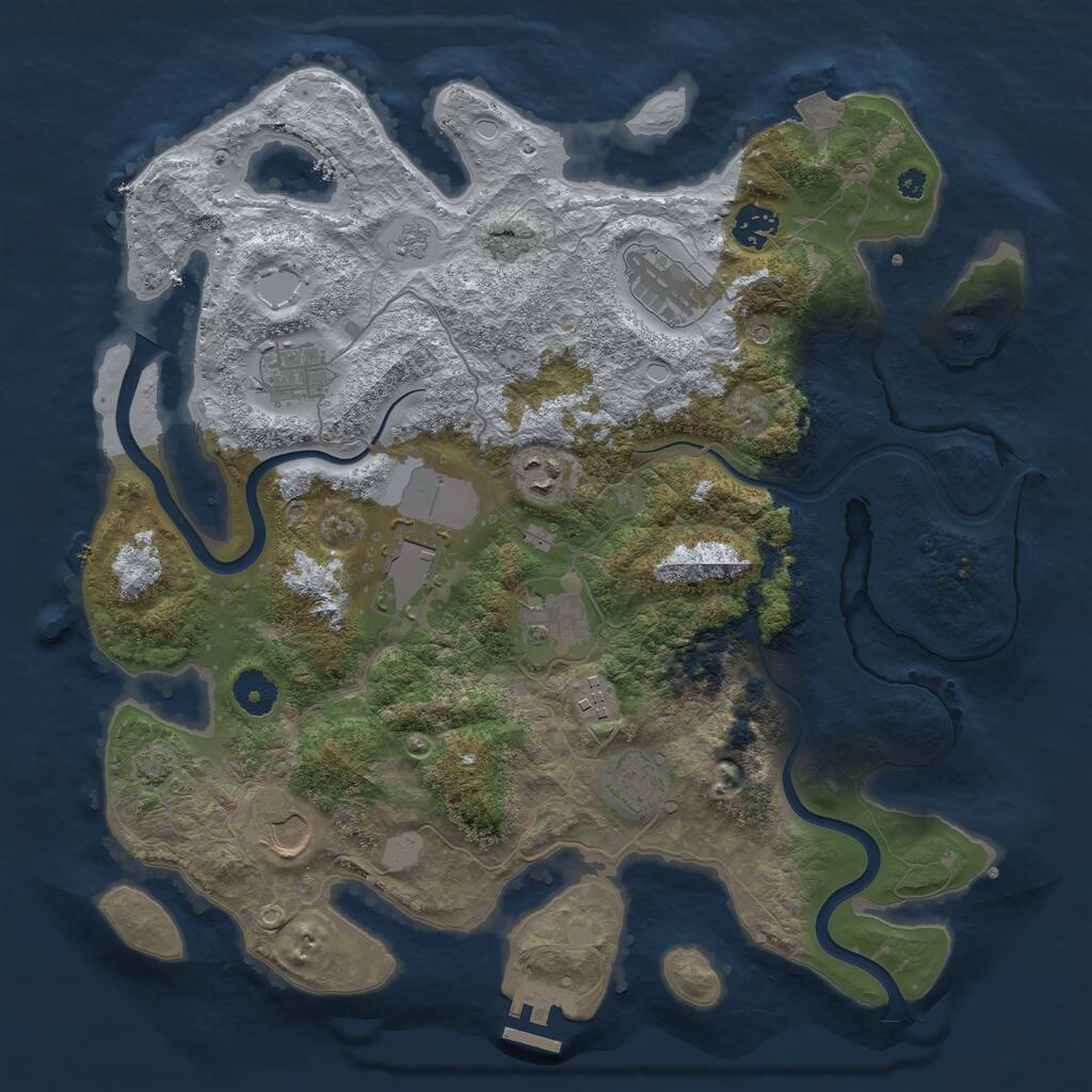 Rust Map: Procedural Map, Size: 3750, Seed: 513072314, 14 Monuments
