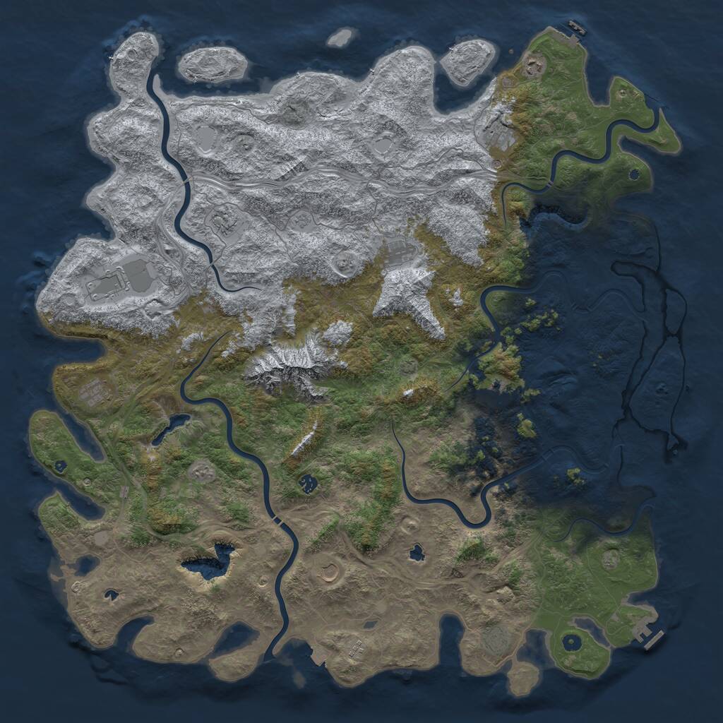 Rust Map: Procedural Map, Size: 6000, Seed: 16238135, 17 Monuments