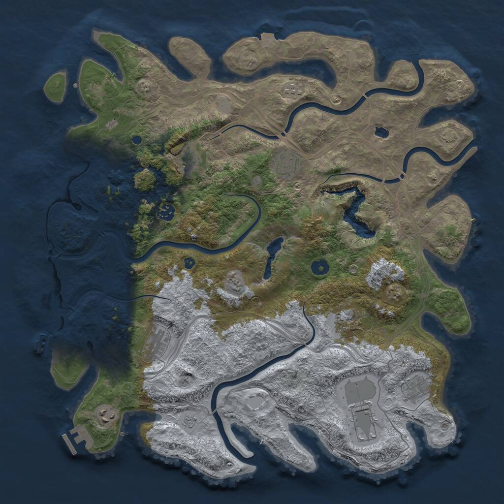 Rust Map: Procedural Map, Size: 4400, Seed: 1532321219, 15 Monuments