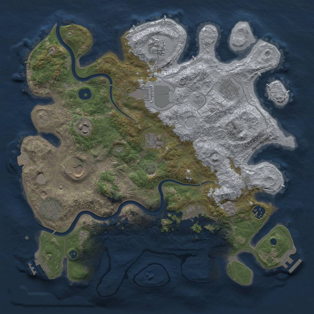 Rust Map: Procedural Map, Size: 3800, Seed: 5725, 16 Monuments