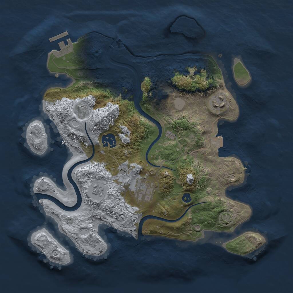 Rust Map: Procedural Map, Size: 3000, Seed: 926354415, 8 Monuments