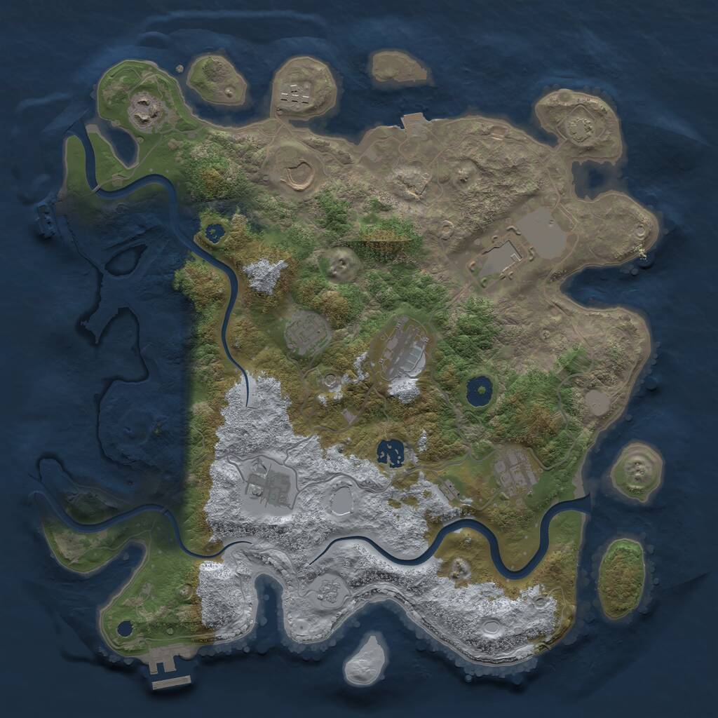 Rust Map: Procedural Map, Size: 3750, Seed: 811418, 15 Monuments