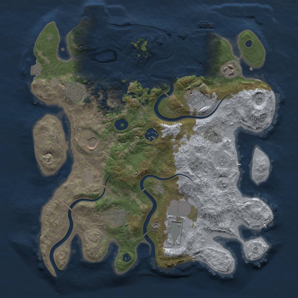 Rust Map: Procedural Map, Size: 3500, Seed: 1806538751, 14 Monuments