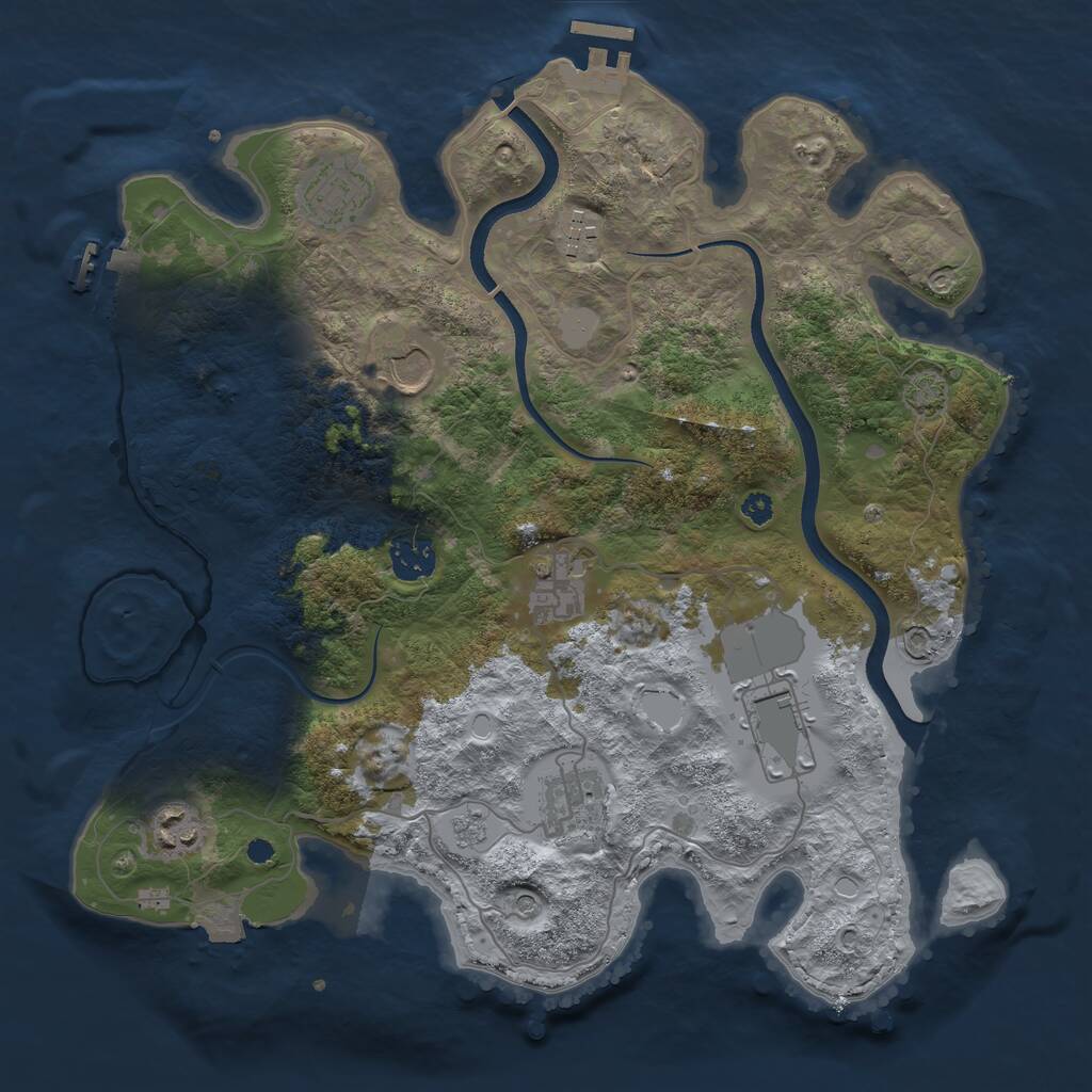 Rust Map: Procedural Map, Size: 3500, Seed: 1220083634, 14 Monuments