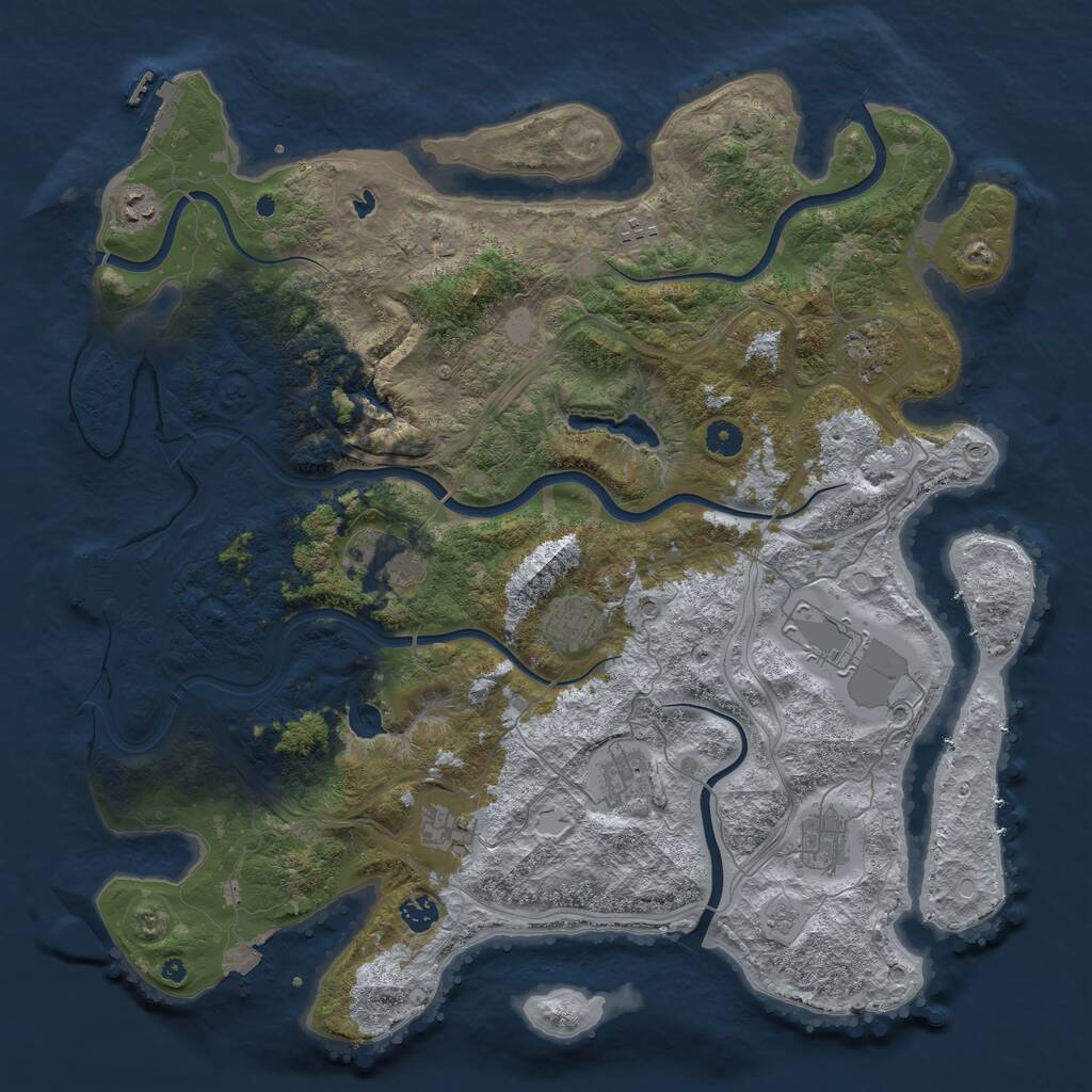 Rust Map: Procedural Map, Size: 4500, Seed: 1926347762, 16 Monuments
