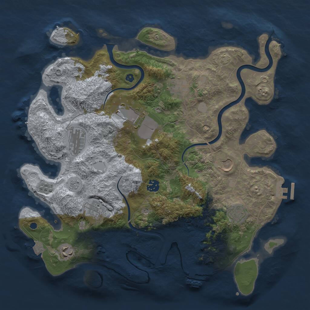 Rust Map: Procedural Map, Size: 3700, Seed: 1974470323, 15 Monuments