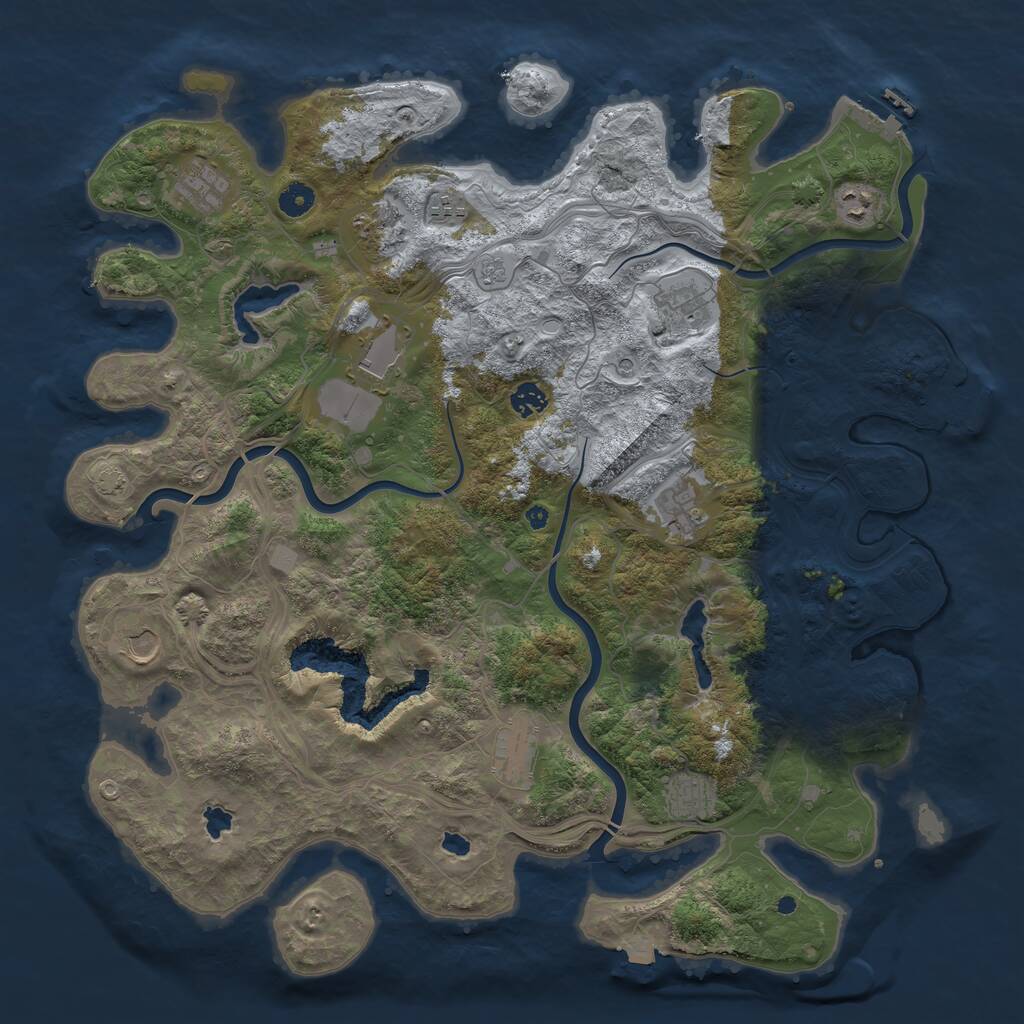 Rust Map: Procedural Map, Size: 4500, Seed: 2053807067, 17 Monuments