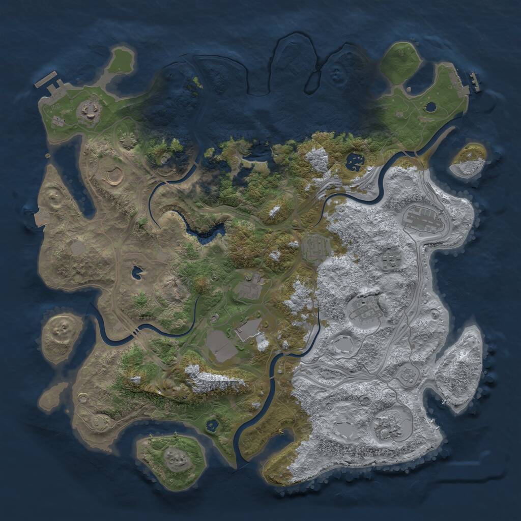 Rust Map: Procedural Map, Size: 4250, Seed: 1874195515, 16 Monuments