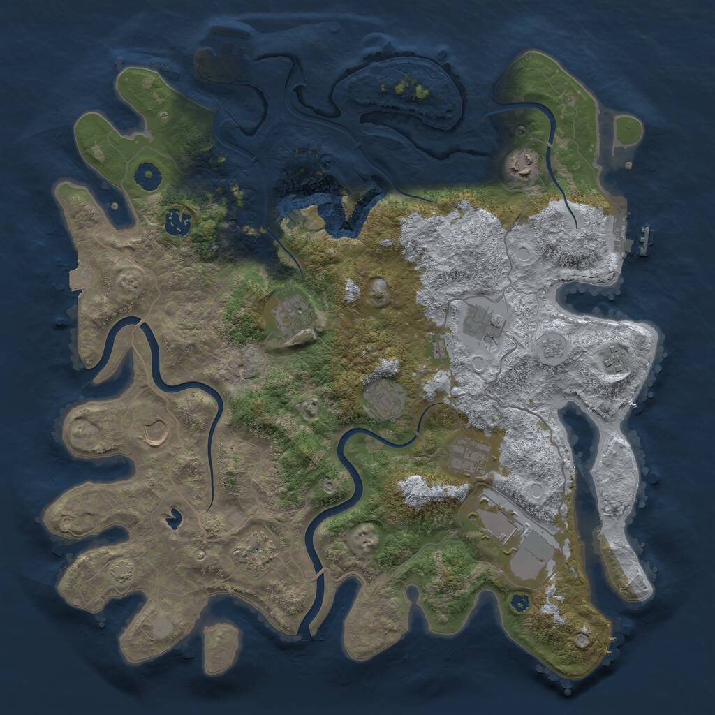 Rust Map: Procedural Map, Size: 4000, Seed: 5061102, 16 Monuments