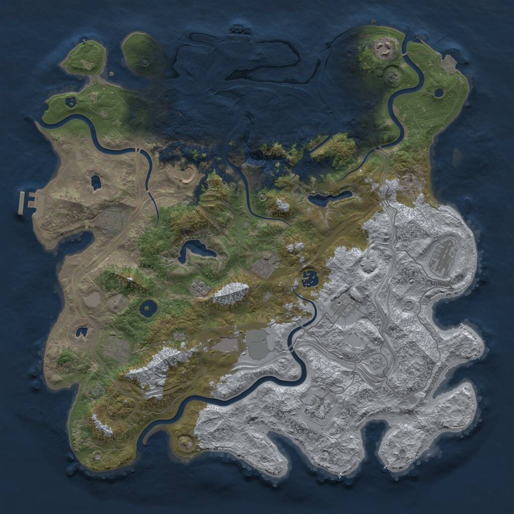 Rust Map: Procedural Map, Size: 4500, Seed: 726885067, 17 Monuments