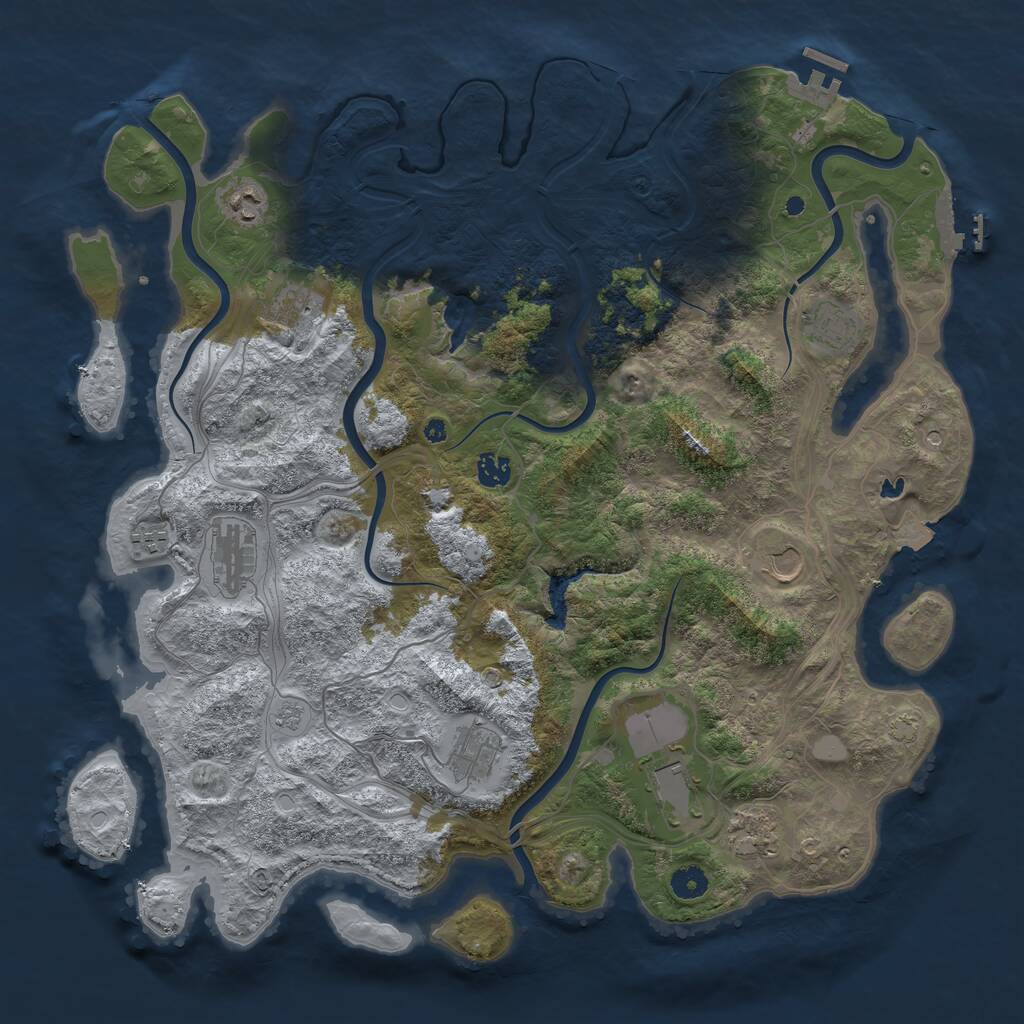 Rust Map: Procedural Map, Size: 4400, Seed: 2037782514, 16 Monuments