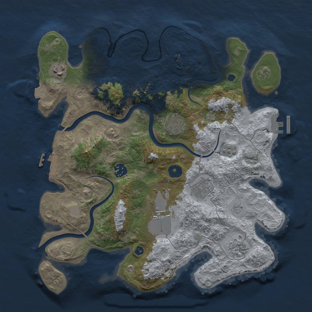 Rust Map: Procedural Map, Size: 3500, Seed: 3569, 13 Monuments