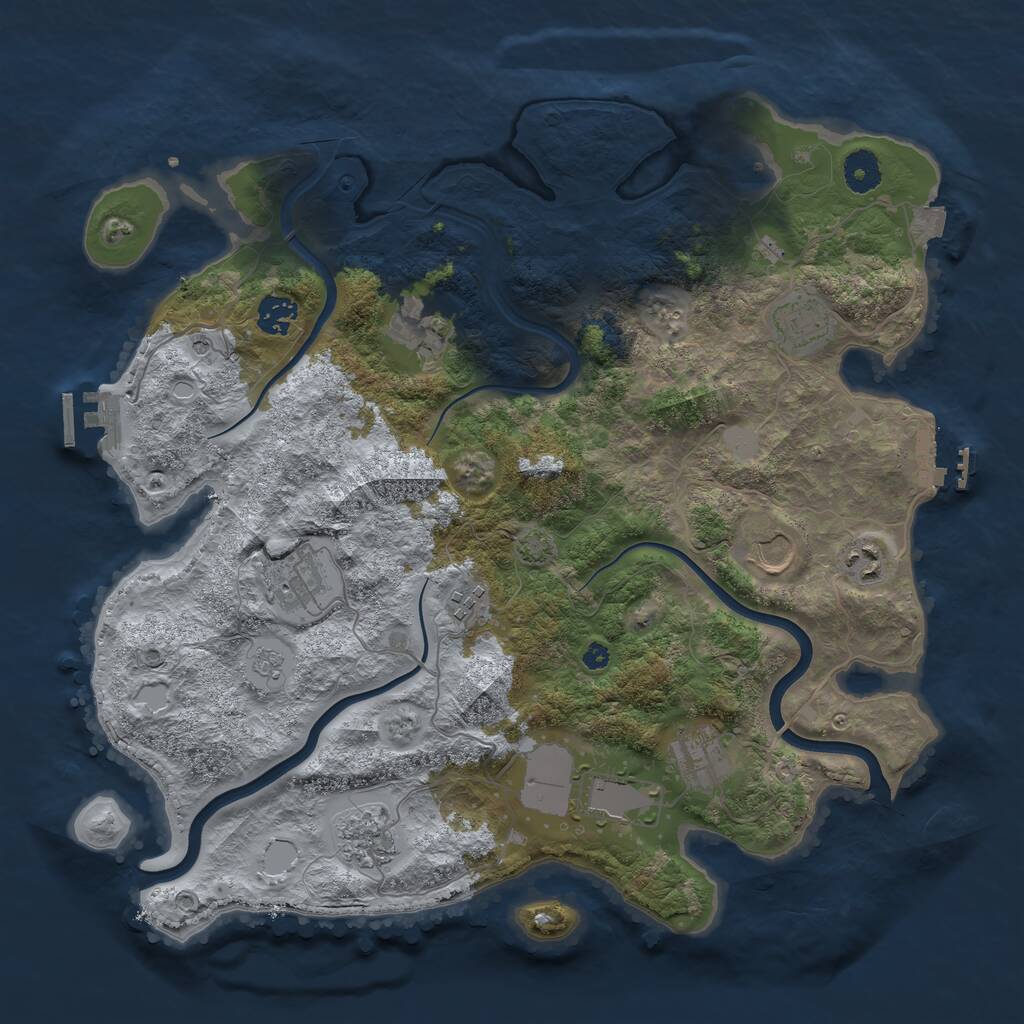 Rust Map: Procedural Map, Size: 3850, Seed: 121, 16 Monuments