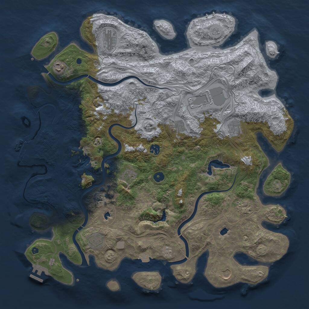 Rust Map: Procedural Map, Size: 4500, Seed: 81476881, 17 Monuments