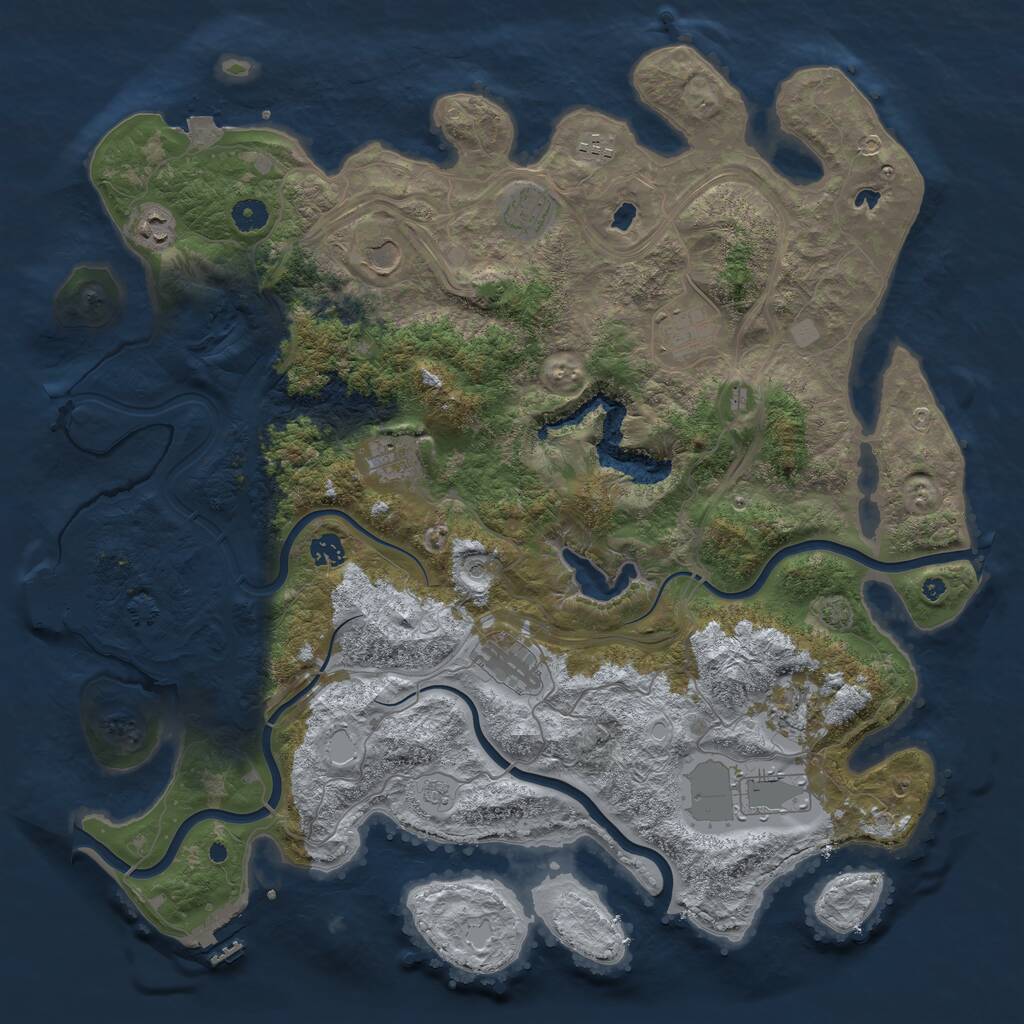 Rust Map: Procedural Map, Size: 4500, Seed: 1361385234, 16 Monuments