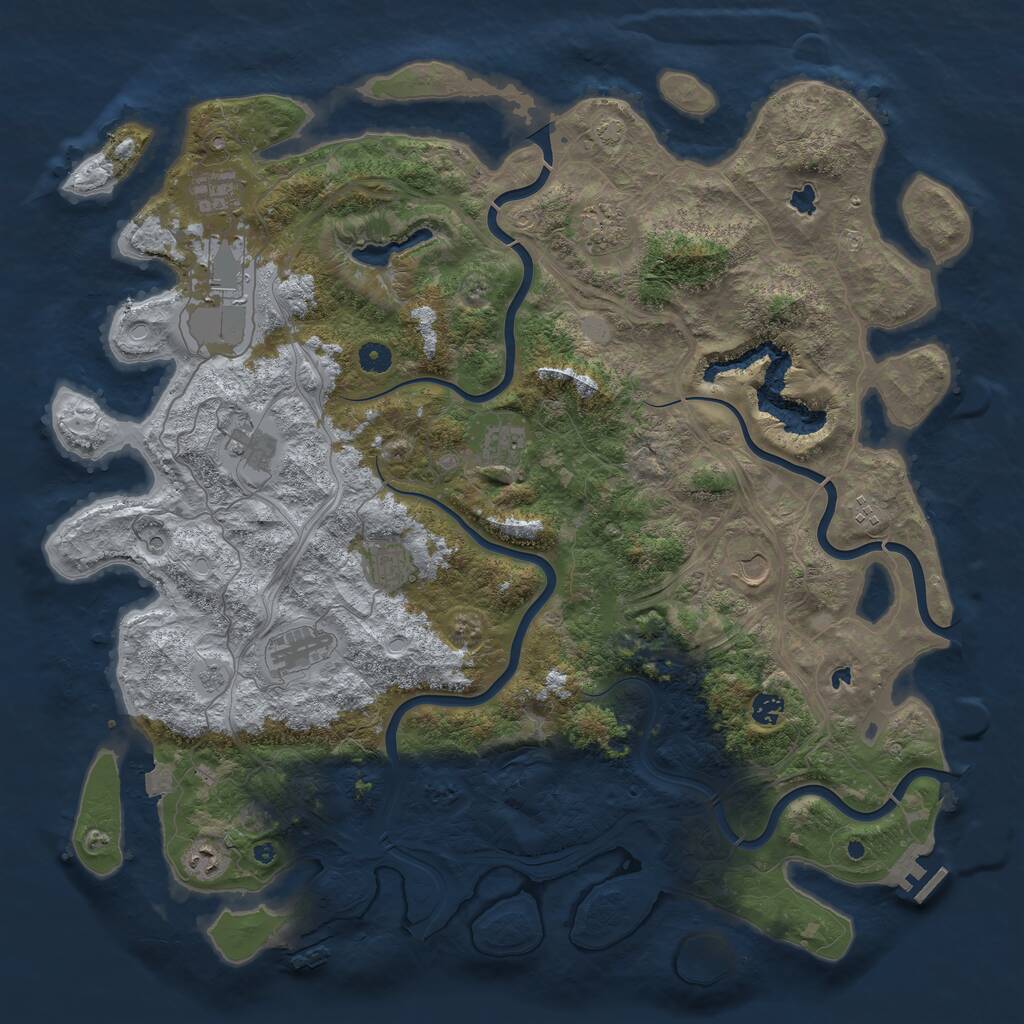 Rust Map: Procedural Map, Size: 4800, Seed: 2052407029, 17 Monuments