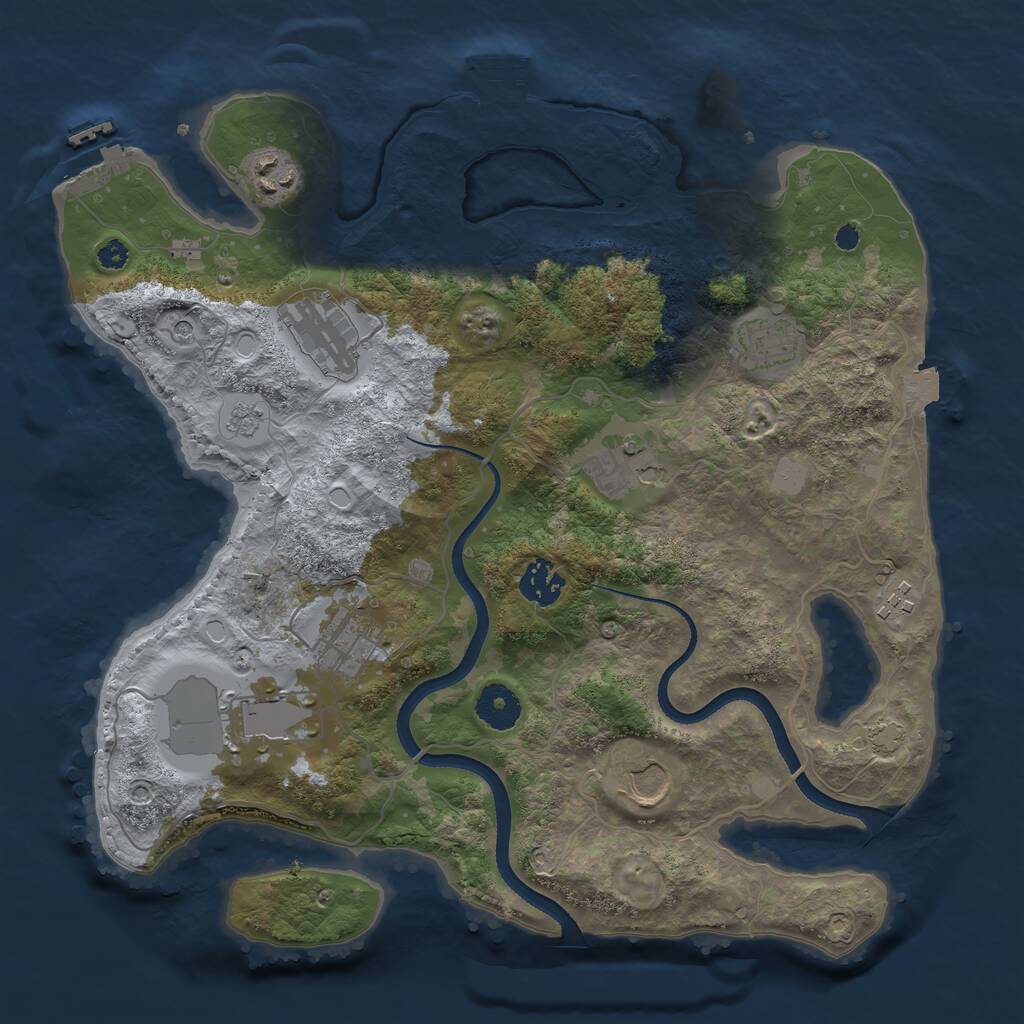 Rust Map: Procedural Map, Size: 3500, Seed: 1827235978, 15 Monuments