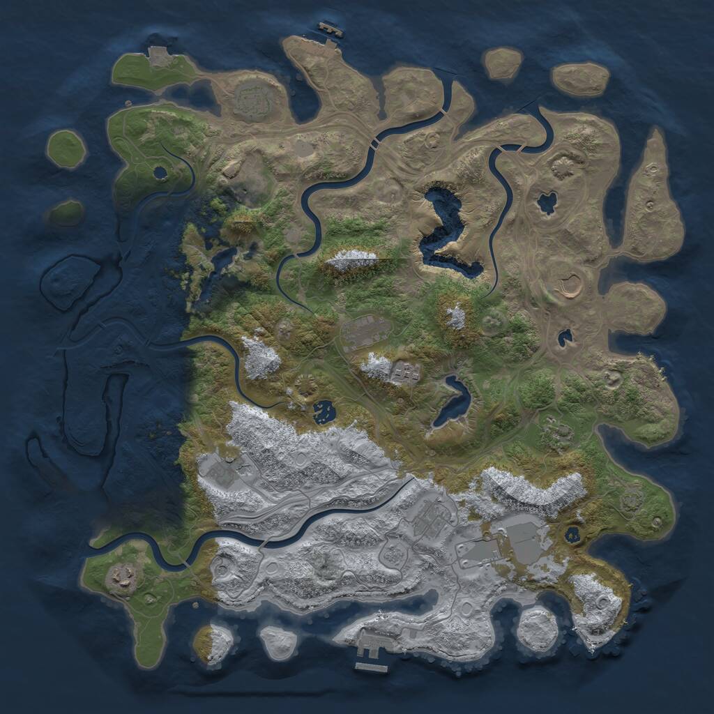 Rust Map: Procedural Map, Size: 4500, Seed: 437813257, 17 Monuments