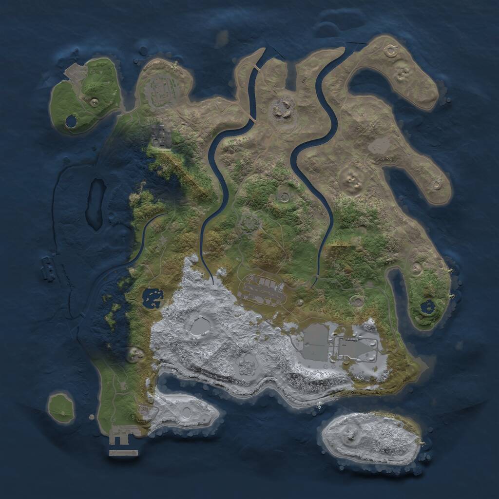 Rust Map: Procedural Map, Size: 3500, Seed: 1389424, 12 Monuments
