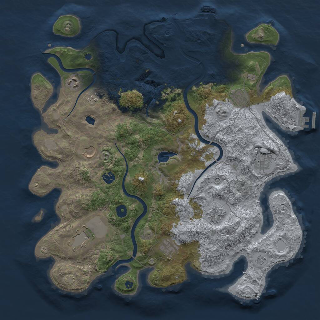 Rust Map: Procedural Map, Size: 4000, Seed: 84632109, 15 Monuments